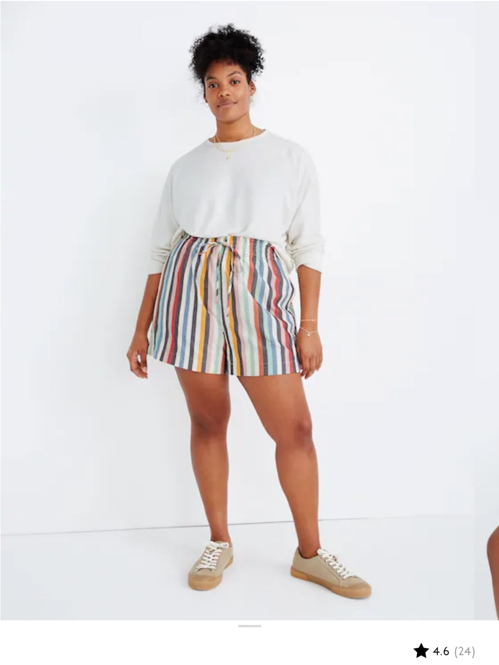 Madewell Smocked Waist Pull-On Shorts in Rainbow Stripe Sz S